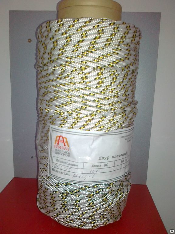 Фал полипропиленовый плетеный 16-прядный с/с 5 мм р/н 290 кгс - 100 м