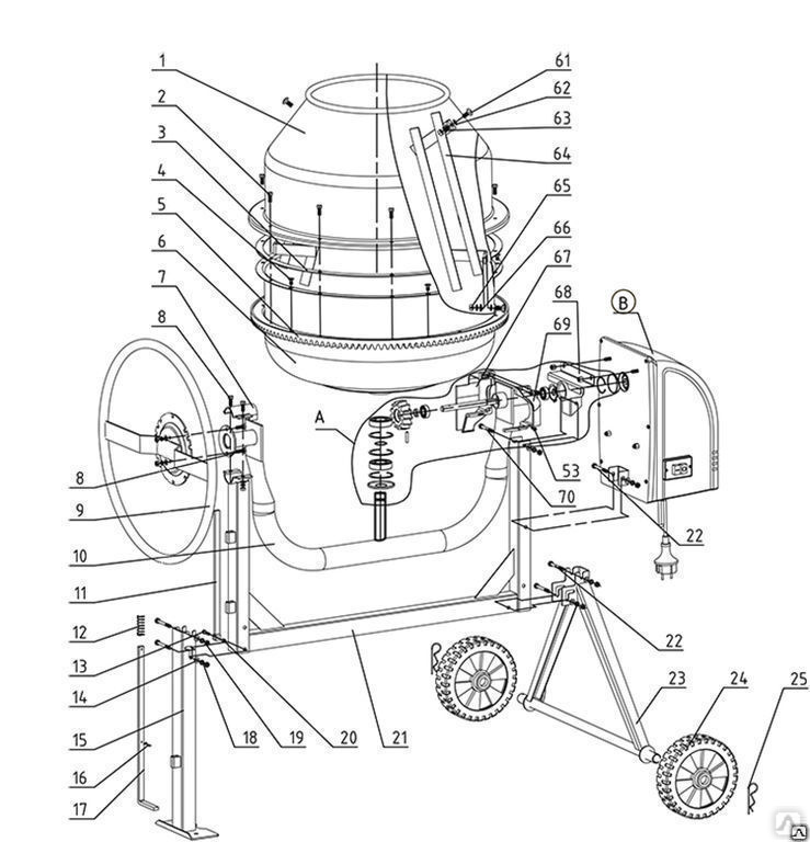 Схема сборки бетономешалки