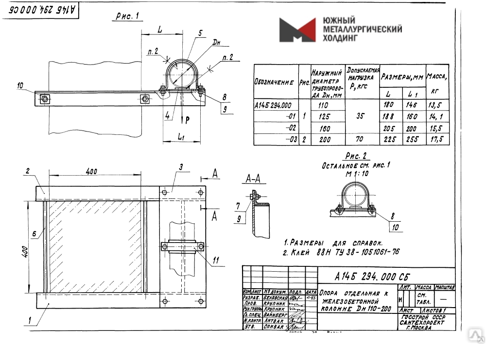 Опоры газопровода чертежи