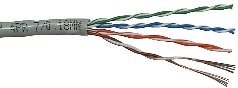 Кабель NEOMAX Витая пара 305м. NEOMAX Тип кабеля UTP Многожильный 24AWG кол-во пар 4 серый NM13001