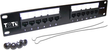 Патч-панель TWT-PP12UTP-10 10", 12 портов RJ-45, категория 5e, UTP, 1U, мон