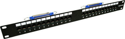 Патч-панель TWT-PP24TLC-3645 TELCO, 19", 24 порта RJ-45, 1U, контакты 36, 4