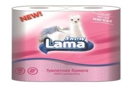 Туалетная бумага Snow Lama 2 сл. 4 рул. розовая 1/12