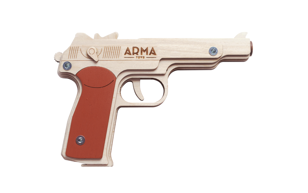 Резинкострел макет деревянный стреляющий пистолет АПС