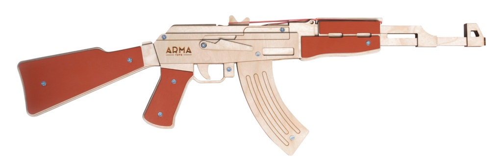 Резинкострел макет деревянный стреляющий автомат АК-47