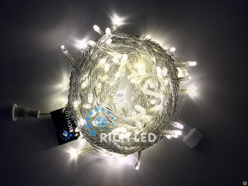 Светодиодная гирлянда Rich LED Нить 10 м, 24В, мерцающая, тепло-белый