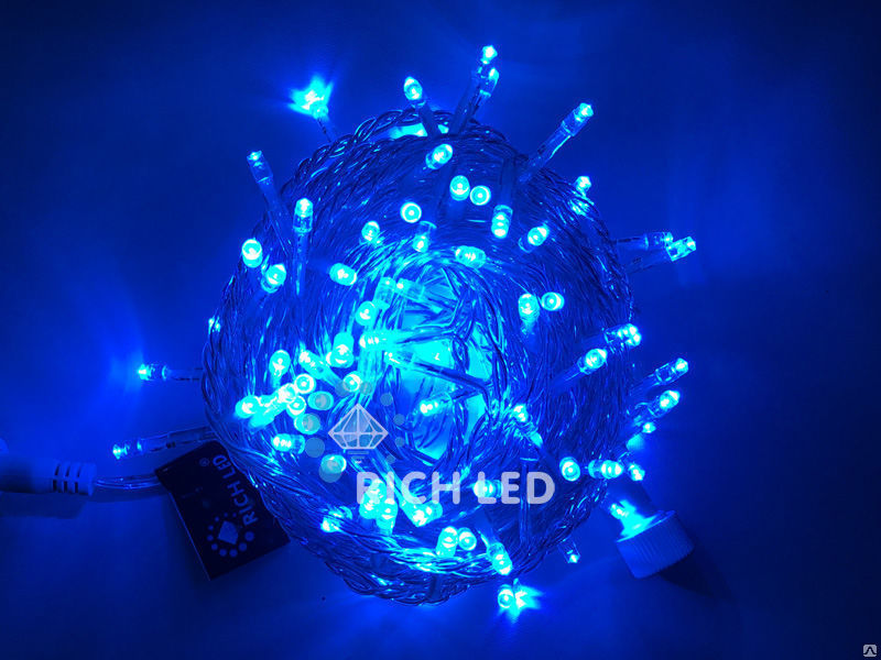 Светодиодная гирлянда Rich LED Нить 10 м, 24В, постоянного свечения,синий
