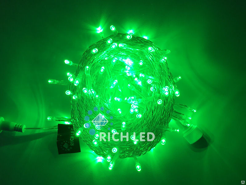 Светодиодная гирлянда Rich LED Нить 10 м, 24В, постоянного свечения,зеленый