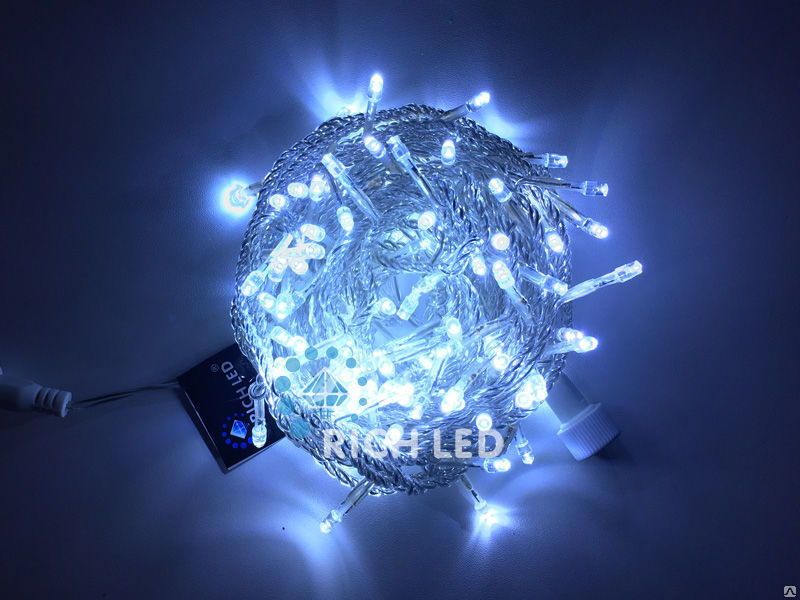 Светодиодная гирлянда Rich LED Нить 10 м, 24В, постоянного свечения,белый