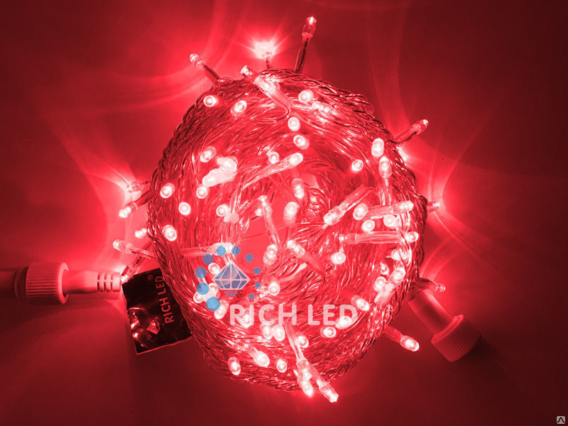 Светодиодная гирлянда Rich LED Нить 10 м, 24В, постоянного свечения,красный