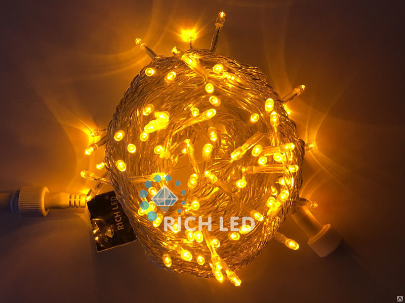 Светодиодная гирлянда Rich LED Нить 10 м, 24В, постоянного свечения.желтый