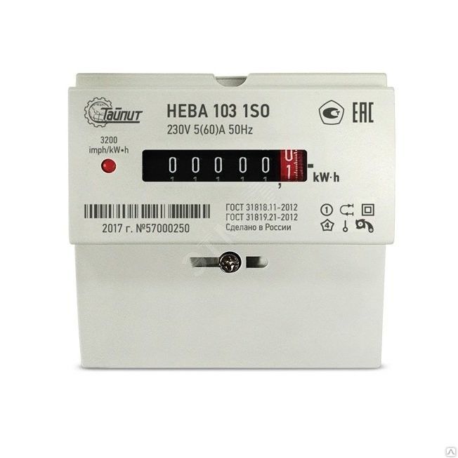 Счётчик электроэнергии НЕВА 103 1S0 230V 5(60)А однофазный однотарифный