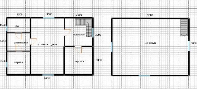 Баня дом 6х9 с мансардой из строганного 150х150 на свайном фундаменте #7