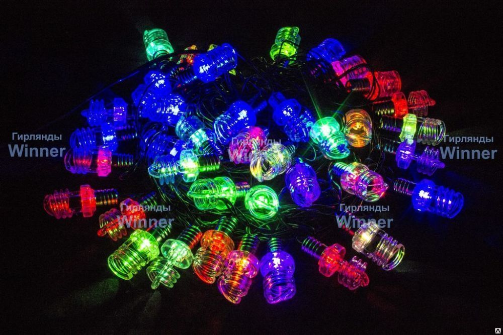 Гирлянда "Нить-лампочка" 40 LED, 8 м, IP20 (1 диод 2 цвета), разноцветная