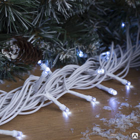 Гирлянда уличная, УМС, провод белый, 10 м, 100 LED, 220 В, 3 Вт, стыкуется, разноцветная