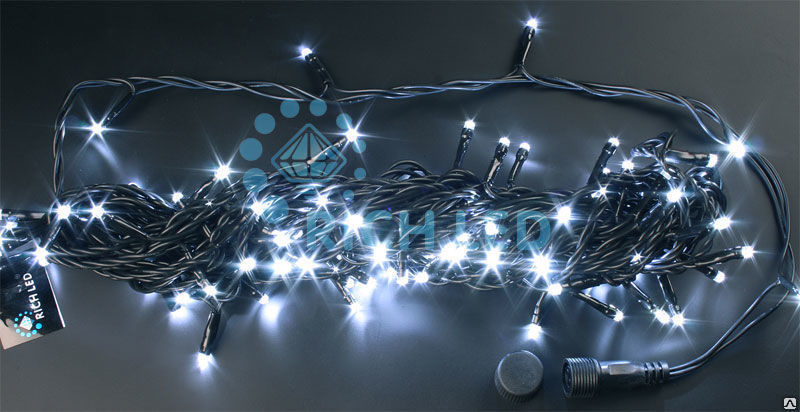 Светодиодная гирлянда Rich LED прозрачная 24В постоянного свечения белый