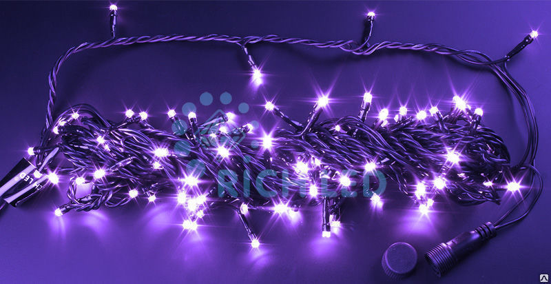 Светодиодная гирлянда Rich LED Нить 10 м, 24В, постоянного свечения,фиолетовый