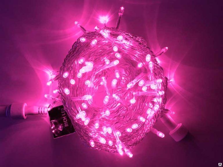 Светодиодная гирлянда Rich LED Нить 10 м, 24В, постоянного свечения,розовый