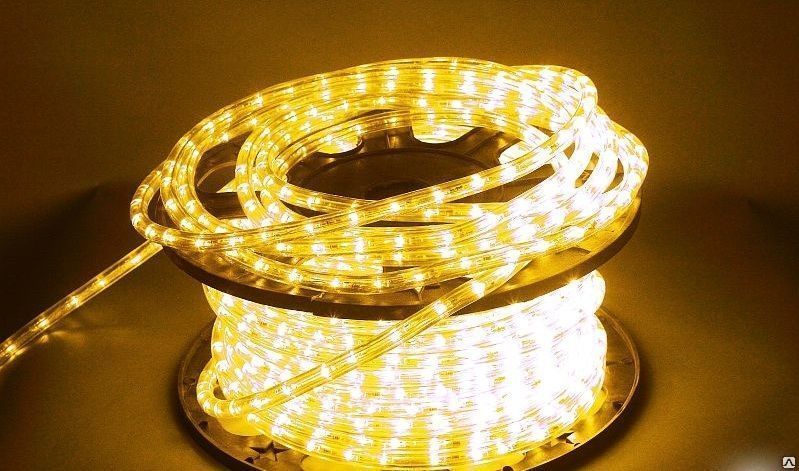 Дюралайт LED круглый, 2 жилы, 11 мм, 36 л/м Жёлтый