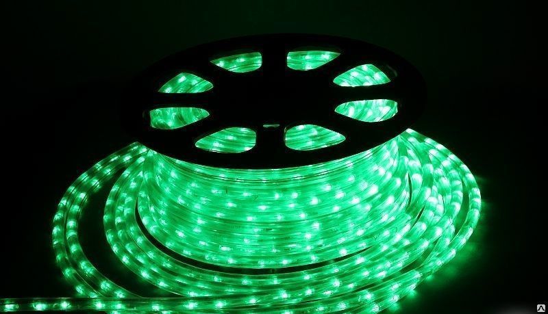 Дюралайт LED круглый, 2 жилы, 11 мм, 36 л/м Зелёный, 100м