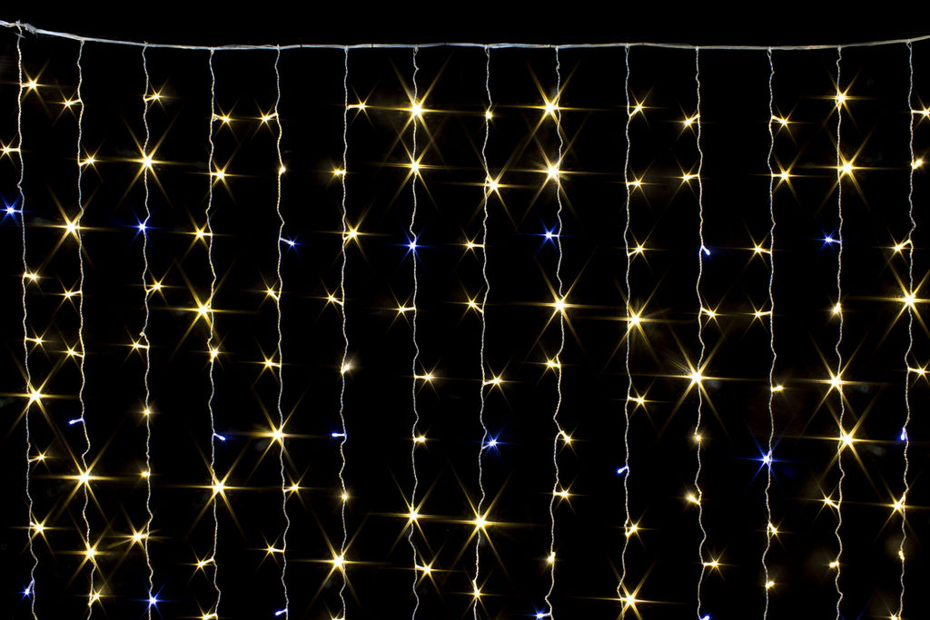 Гирлянда "Занавес (дождь)" уличная 400 LED, 2х2 м, провод зеленый, IP44, разноцветная