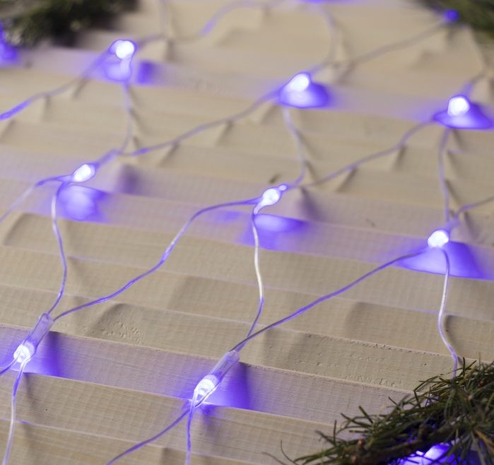 Гирлянда "Сеть", 1.6 х 1.6 м, LED-144-220V, 8 режимов нить прозрачная, синий