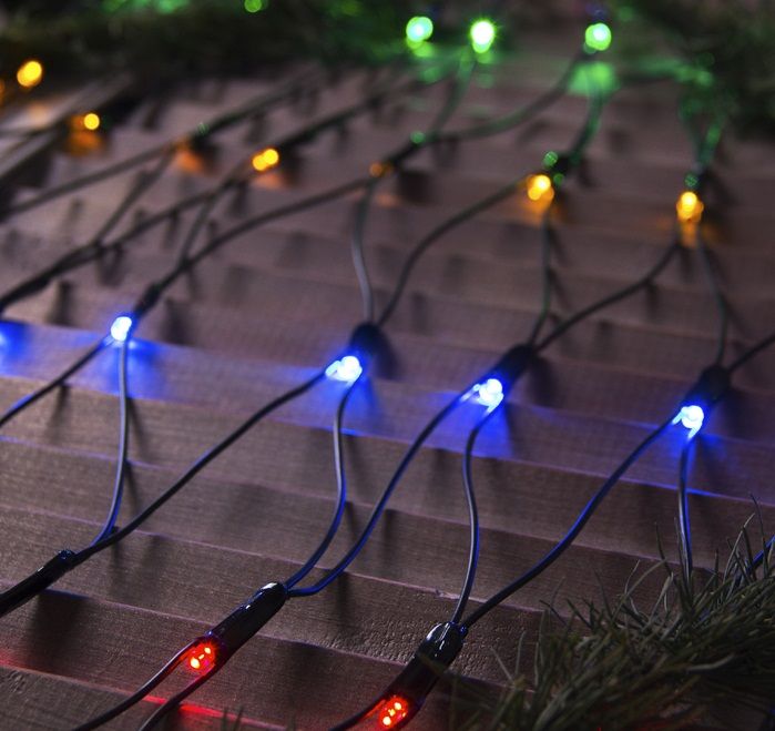 Гирлянда "Сеть" уличная УМС 2 х 1.5 м, 3W LED-192-220V, нить тёмная