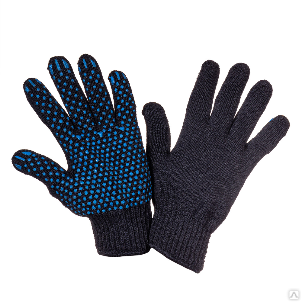 Перчатки ХБ двойные с ПВХ, черные, цена в Новосибирске от компании ...